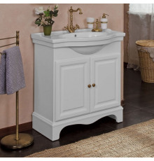 Тумба для комплекта La Beaute Classic Michel 80 белый матовый, фурнитура бронза, напольная, с дверками