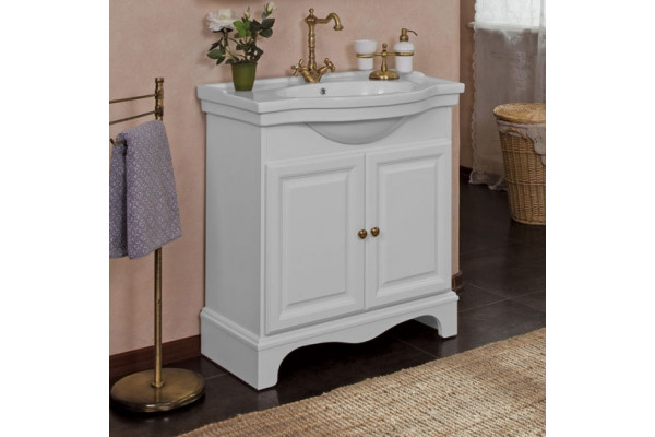 Тумба для комплекта La Beaute Classic Michel 80 белый матовый, фурнитура бронза, напольная, с дверками