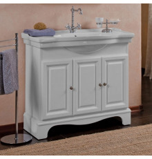 Тумба для комплекта La Beaute Classic Michel 100 белый матовый, фурнитура серебро, напольная, с дверками