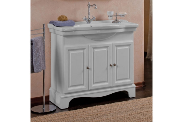 Тумба для комплекта La Beaute Classic Michel 100 белый матовый, фурнитура серебро, напольная, с дверками