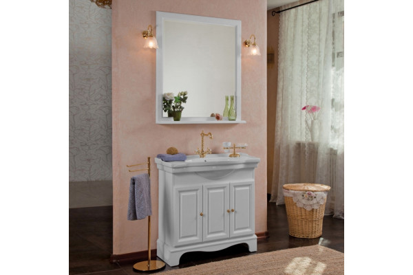 Мебель для ванной La Beaute Classic Michel 90 белый матовый, фурнитура золото, напольная, с доводчиками