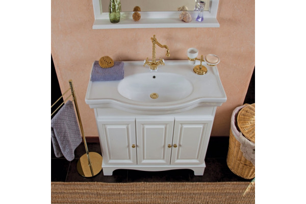 Мебель для ванной La Beaute Classic Michel 90 белый матовый, фурнитура золото, напольная, с доводчиками