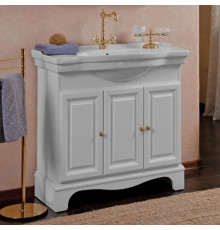 Тумба для комплекта La Beaute Classic Michel 90 белый матовый, фурнитура золото, напольная, с дверками