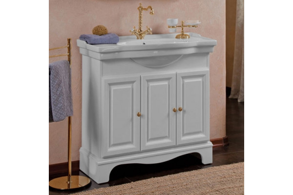 Тумба для комплекта La Beaute Classic Michel 90 белый матовый, фурнитура золото, напольная, с дверками