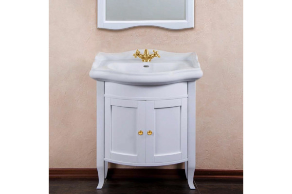 Тумба для комплекта La Beaute Classic Lorette 70 белый матовый, фурнитура золото, напольная, с дверками