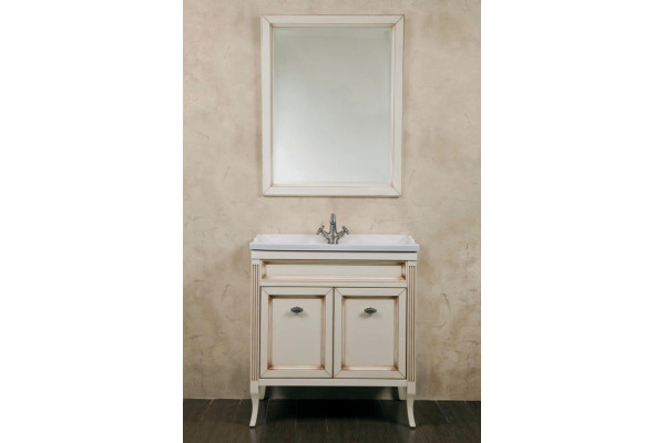 Тумба для комплекта La Beaute Classic Vivien Porta 80 слоновая кость с патиной, фурнитура серебро, напольная, с дверками