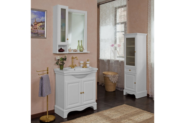 Мебель для ванной La Beaute Classic Michel 80 белый матовый, фурнитура золото, напольная, с доводчиками