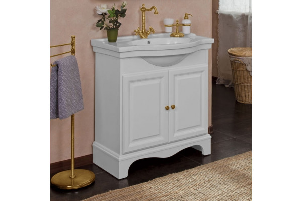 Мебель для ванной La Beaute Classic Michel 80 белый матовый, фурнитура золото, напольная, с доводчиками