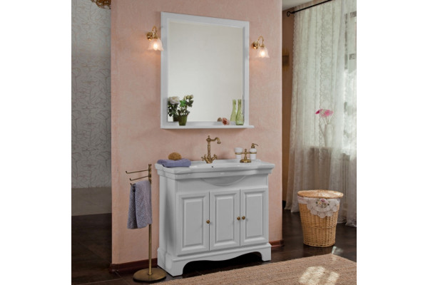 Мебель для ванной La Beaute Classic Michel 100 белый матовый, фурнитура бронза, напольная, с доводчиками