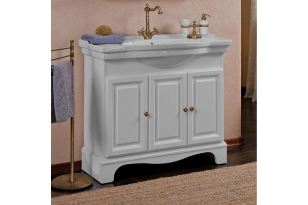 Мебель для ванной La Beaute Classic Michel 100 белый матовый, фурнитура бронза, напольная, с доводчиками