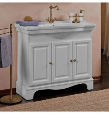 Тумба для комплекта La Beaute Classic Michel 100 белый матовый, фурнитура бронза, напольная, с дверками