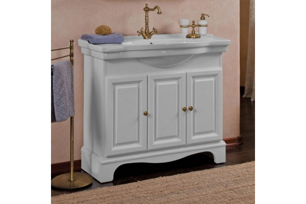Тумба для комплекта La Beaute Classic Michel 100 белый матовый, фурнитура бронза, напольная, с дверками