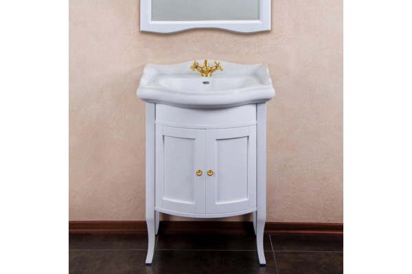 Тумба для комплекта La Beaute Classic Lorette 65 белый матовый, фурнитура золото, напольная, с дверками