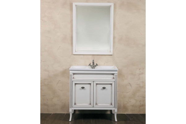 Мебель для ванной La Beaute Classic Vivien Porta 80 белый с патиной, фурнитура серебро, напольная, с дверками