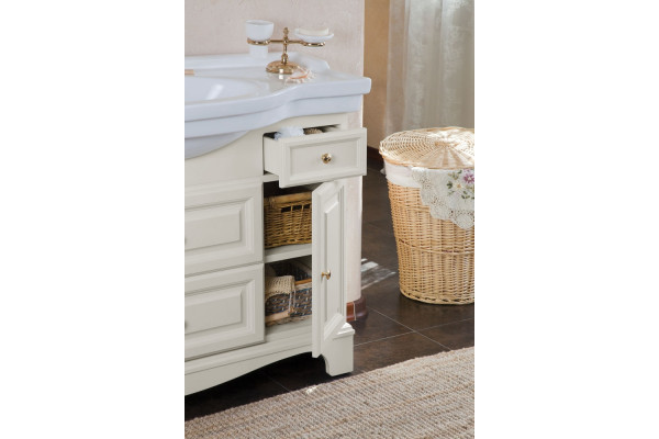 Тумба для комплекта La Beaute Classic Michel 120 слоновая кость матовый, фурнитура золото, напольная, с доводчиками