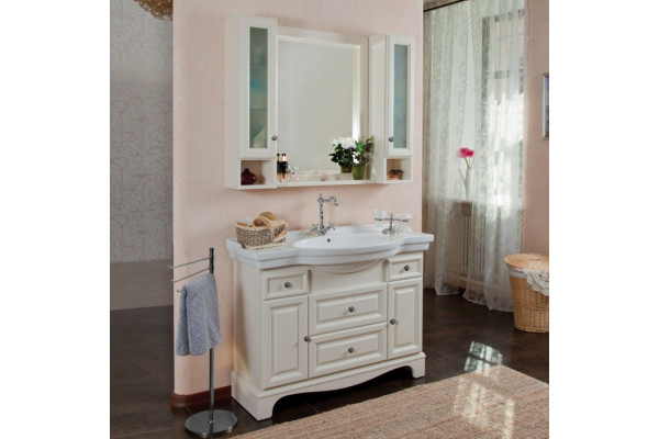 Мебель для ванной La Beaute Classic Michel 120 слоновая кость матовый, фурнитура серебро, напольная, с доводчиками
