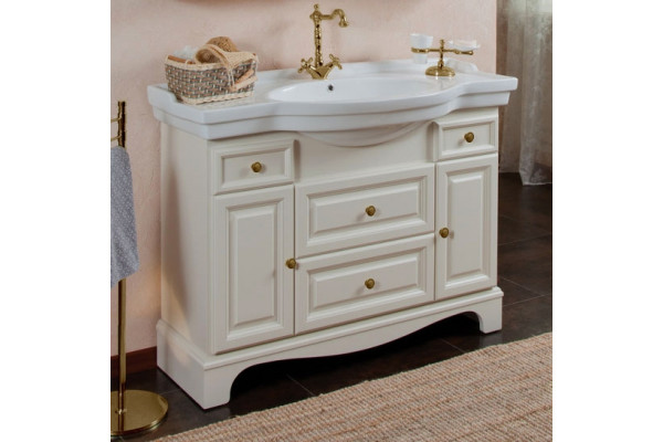 Мебель для ванной La Beaute Classic Michel 120 слоновая кость матовый, фурнитура бронза, напольная, с доводчиками