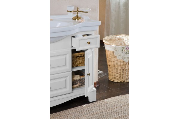 Тумба для комплекта La Beaute Classic Michel 120 белый матовый, фурнитура бронза, напольная, с доводчиками