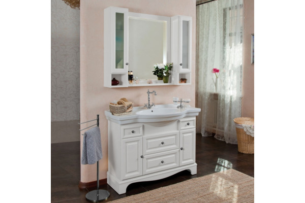 Мебель для ванной La Beaute Classic Michel 120 белый матовый, фурнитура серебро, напольная, с доводчиками