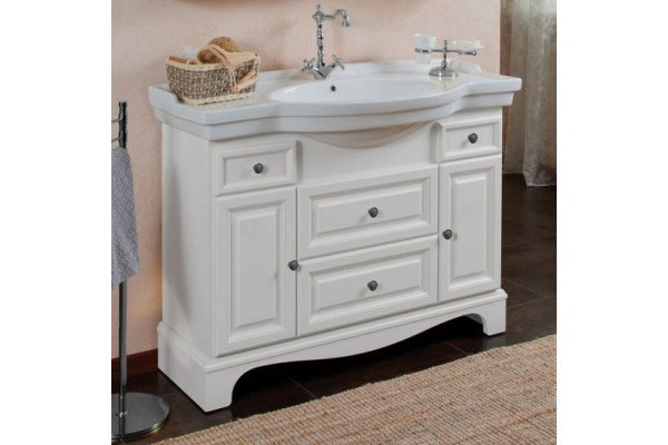Мебель для ванной La Beaute Classic Michel 120 белый матовый, фурнитура серебро, напольная, с доводчиками