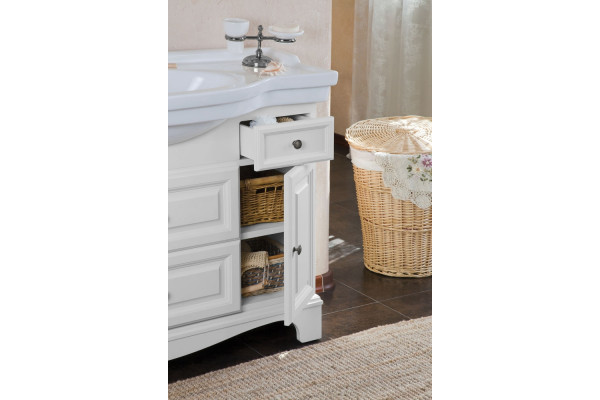 Мебель для ванной La Beaute Classic Michel 120 белый матовый, фурнитура серебро, напольная, с доводчиками