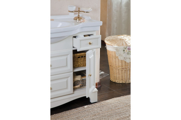 Мебель для ванной La Beaute Classic Michel 120 белый матовый, фурнитура золото, напольная, с доводчиками