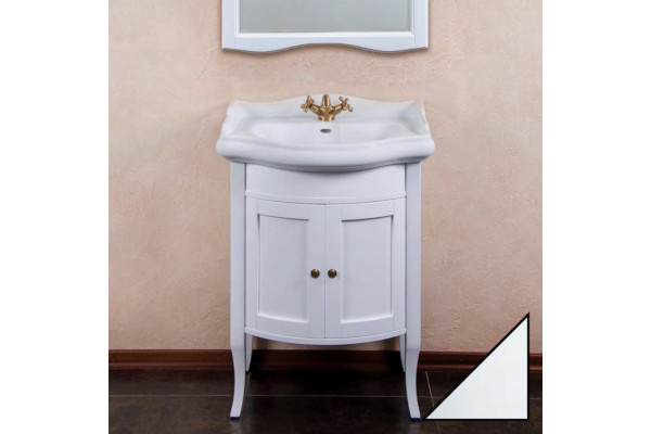 Тумба с раковиной La Beaute Classic Lorette 65 белый глянец, фурнитура бронза, напольная, с дверками