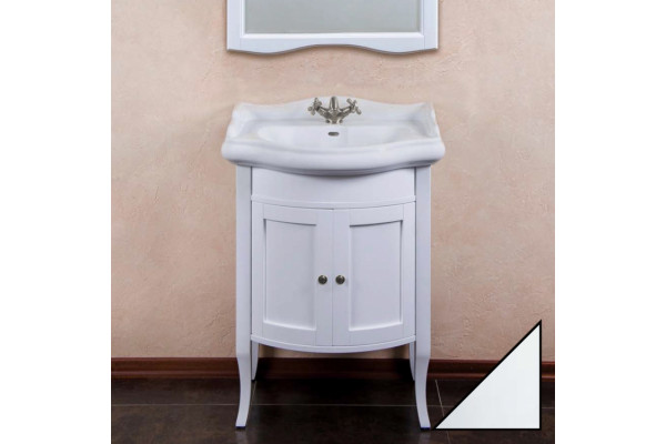 Тумба с раковиной La Beaute Classic Lorette 65 белый глянец, фурнитура серебро, напольная, с дверками