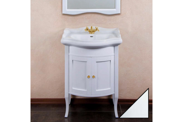 Тумба с раковиной La Beaute Classic Lorette 65 белый глянец, фурнитура золото, напольная, с дверками