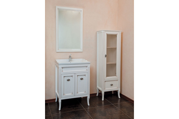 Тумба с раковиной La Beaute Classic Vivien Porta 60 белый с патиной, фурнитура серебро, напольная, с дверками