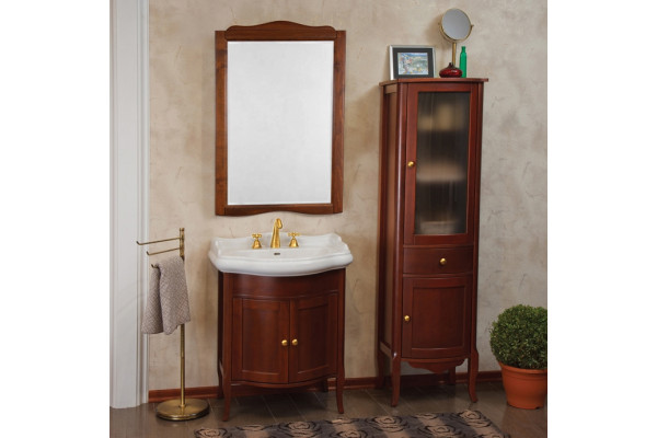 Тумба с раковиной La Beaute Classic Lorette 70 орех матовый, фурнитура золото, напольная, с дверками