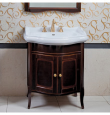 Тумба с раковиной La Beaute Classic Lorette 70 темное дерево глянец, фурнитура бронза, напольная, с дверками