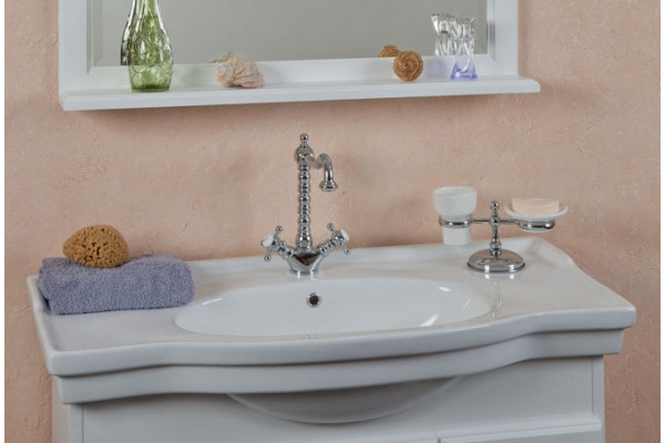 Тумба с раковиной La Beaute Classic Michel 100 белый матовый, фурнитура серебро, напольная, с дверками