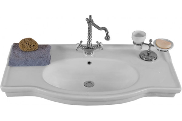 Тумба с раковиной La Beaute Classic Michel 100 белый матовый, фурнитура серебро, напольная, с дверками