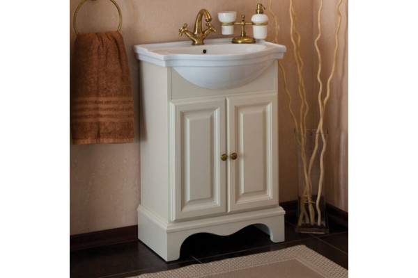 Тумба с раковиной La Beaute Classic Michel 60 слоновая кость матовый, фурнитура бронза, напольная, с дверками