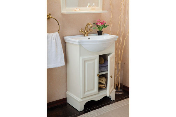 Тумба с раковиной La Beaute Classic Michel 60 слоновая кость матовый, фурнитура бронза, напольная, с дверками