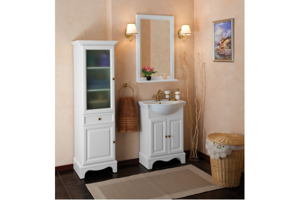 Тумба с раковиной La Beaute Classic Michel 60 белый матовый, фурнитура бронза, напольная, с дверками