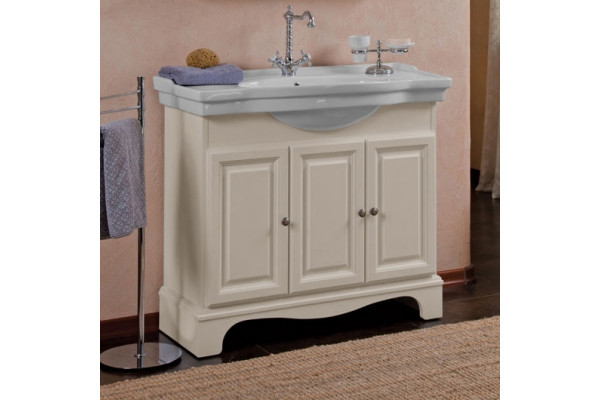 Тумба с раковиной La Beaute Classic Michel 100 слоновая кость матовый, фурнитура серебро, напольная, с дверками