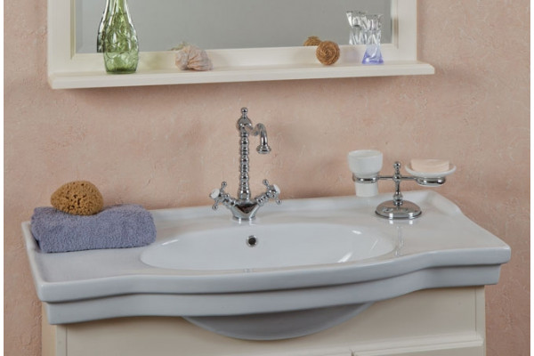 Тумба с раковиной La Beaute Classic Michel 100 слоновая кость матовый, фурнитура серебро, напольная, с дверками