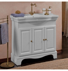 Тумба для комплекта La Beaute Classic Michel 90 белый матовый, фурнитура бронза, напольная, с дверками