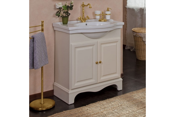 Тумба с раковиной La Beaute Classic Michel 80 слоновая кость матовый, фурнитура золото, напольная, с дверками