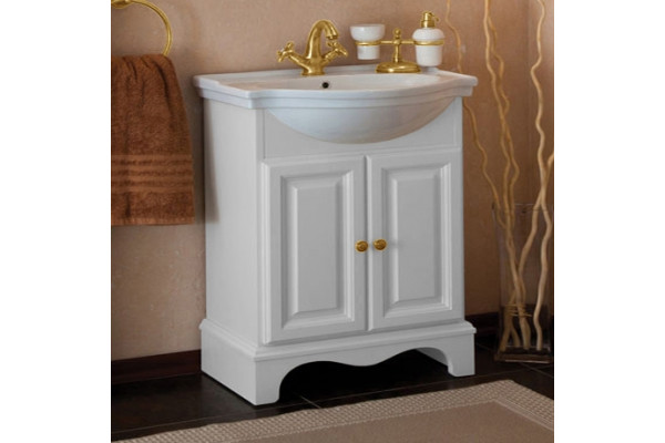 Тумба с раковиной La Beaute Classic Michel 70 белый матовый, фурнитура золото, напольная, с дверками