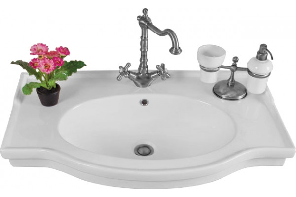 Тумба с раковиной La Beaute Classic Michel 80 белый матовый, фурнитура серебро, напольная, с дверками
