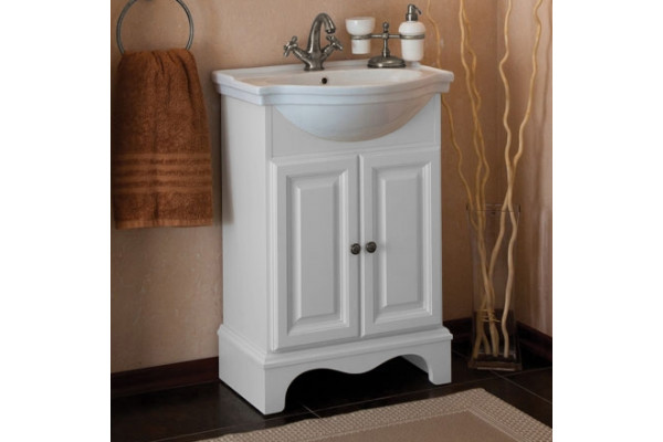 Тумба с раковиной La Beaute Classic Michel 60 белый матовый, фурнитура серебро, напольная, с дверками