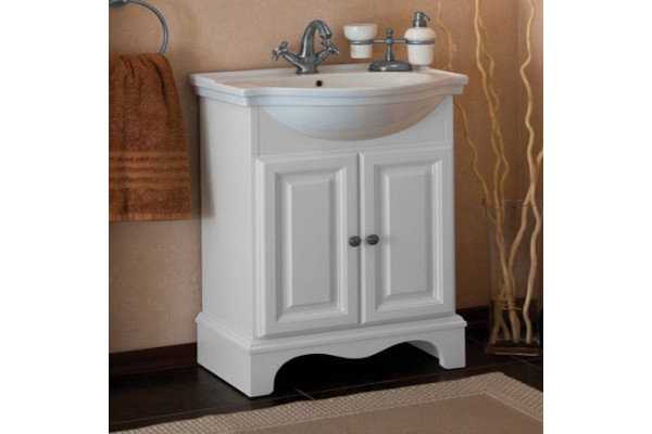 Тумба с раковиной La Beaute Classic Michel 70 белый матовый, фурнитура серебро, напольная, с дверками