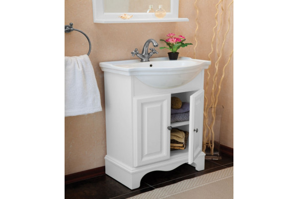 Тумба с раковиной La Beaute Classic Michel 70 белый матовый, фурнитура серебро, напольная, с дверками