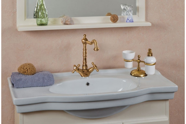 Тумба с раковиной La Beaute Classic Michel 100 слоновая кость матовый, фурнитура бронза, напольная, с дверками
