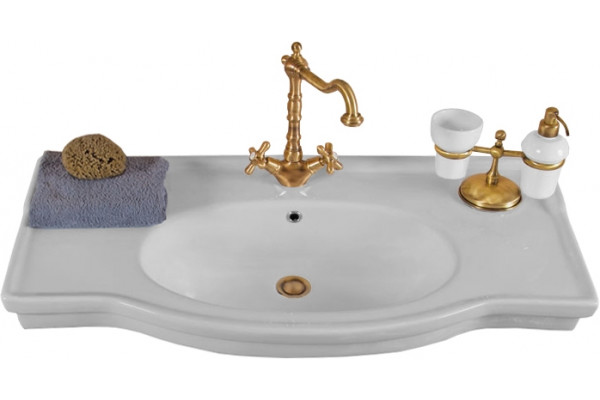 Тумба с раковиной La Beaute Classic Michel 100 слоновая кость матовый, фурнитура бронза, напольная, с дверками