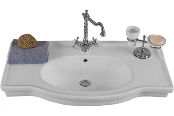 Тумба с раковиной La Beaute Classic Michel 90 слоновая кость матовый, фурнитура серебро, напольная, с дверками