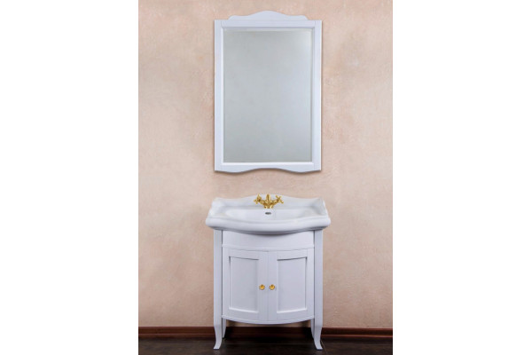 Тумба с раковиной La Beaute Classic Lorette 70 белый матовый, фурнитура золото, напольная, с дверками